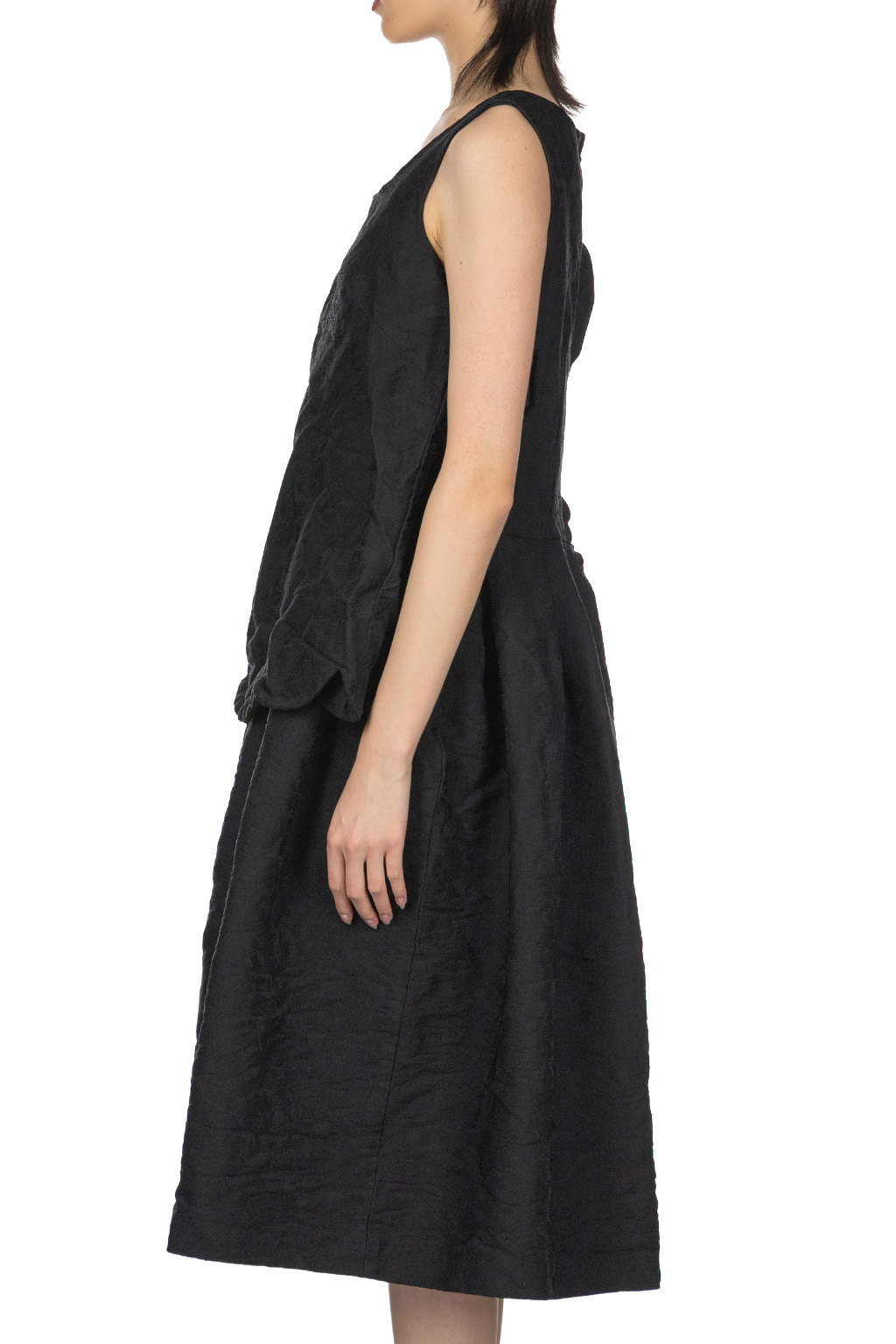Comme Des Garcons Comme Des Garcons  - Jacquard Floral Pattern Garment Dyed Dress - Black