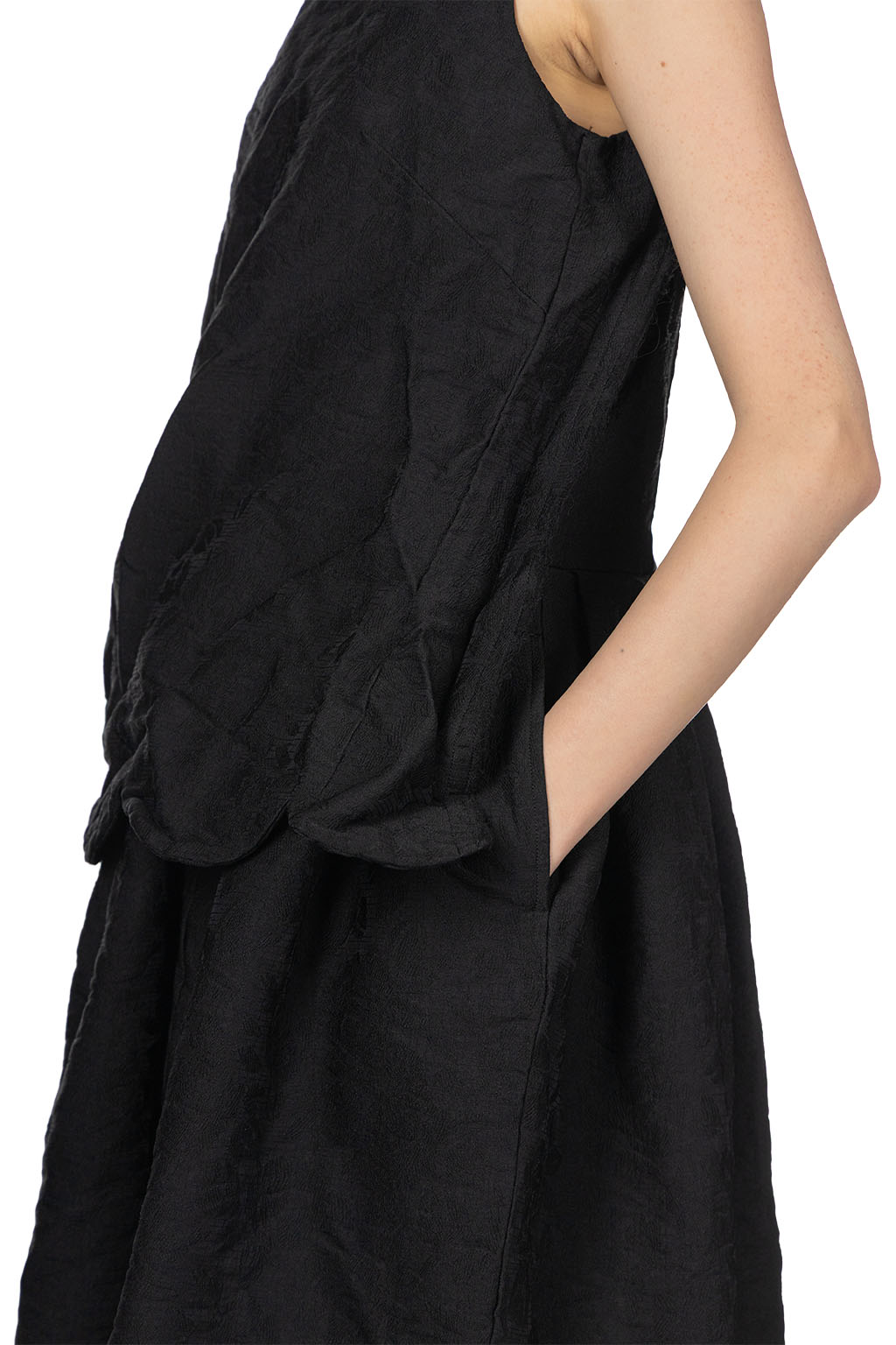 Comme Des Garcons Comme Des Garcons  - Jacquard Floral Pattern Garment Dyed Dress - Black