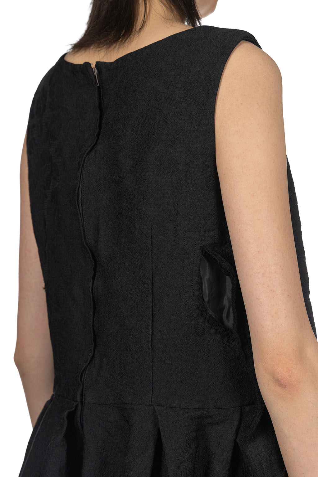 Comme Des Garcons Comme Des Garcons  - Jacquard Floral Pattern Garment Dyed Dress - Black