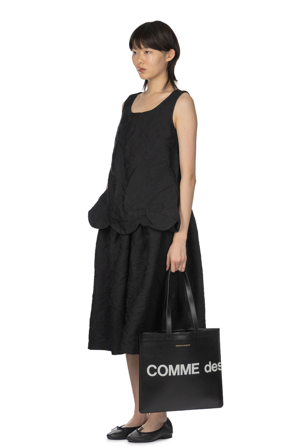 Comme Des Garcons Comme Des Garcons  - Jacquard Floral Pattern Garment Dyed Dress - Black
