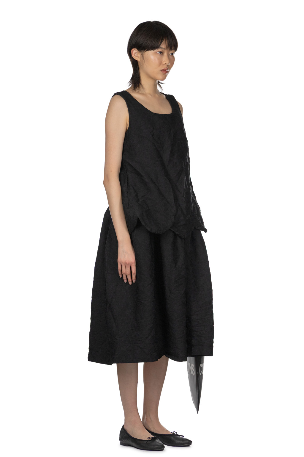 Comme Des Garcons Comme Des Garcons  - Jacquard Floral Pattern Garment Dyed Dress - Black