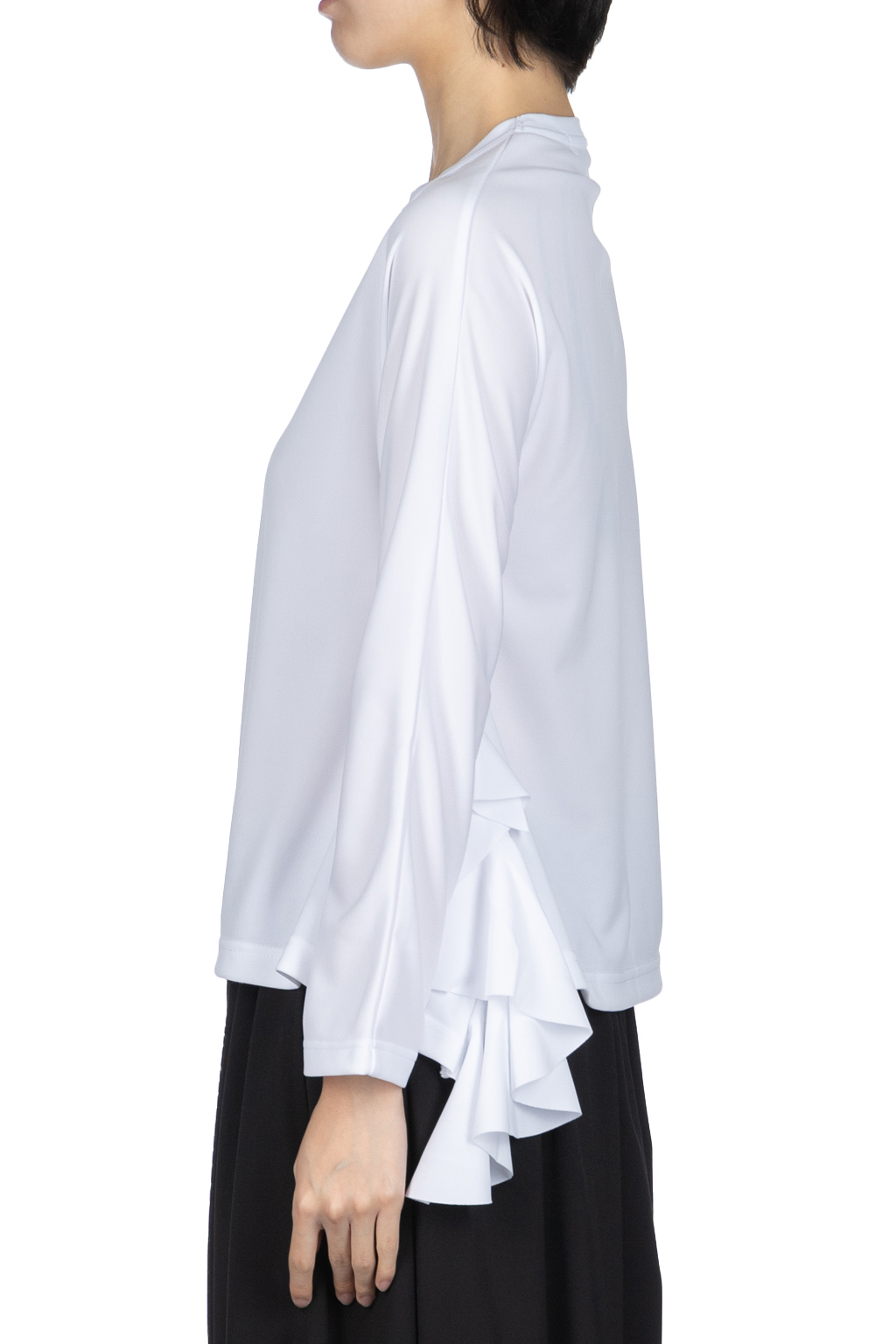 Comme Des Garcons Comme Des Garcons  - Long Sleeve T-Shirt With Side Ruffles - White