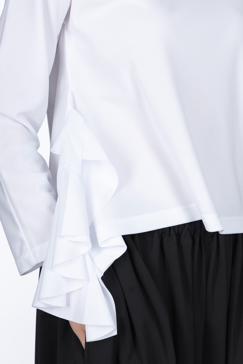 Comme Des Garcons Comme Des Garcons  - Long Sleeve T-Shirt With Side Ruffles - White