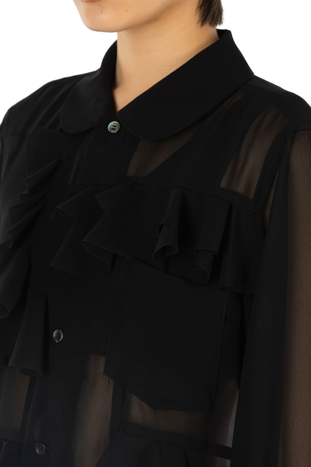 Comme Des Garcons Comme Des Garcons  - Round Collar Ruffle Blouse - Black