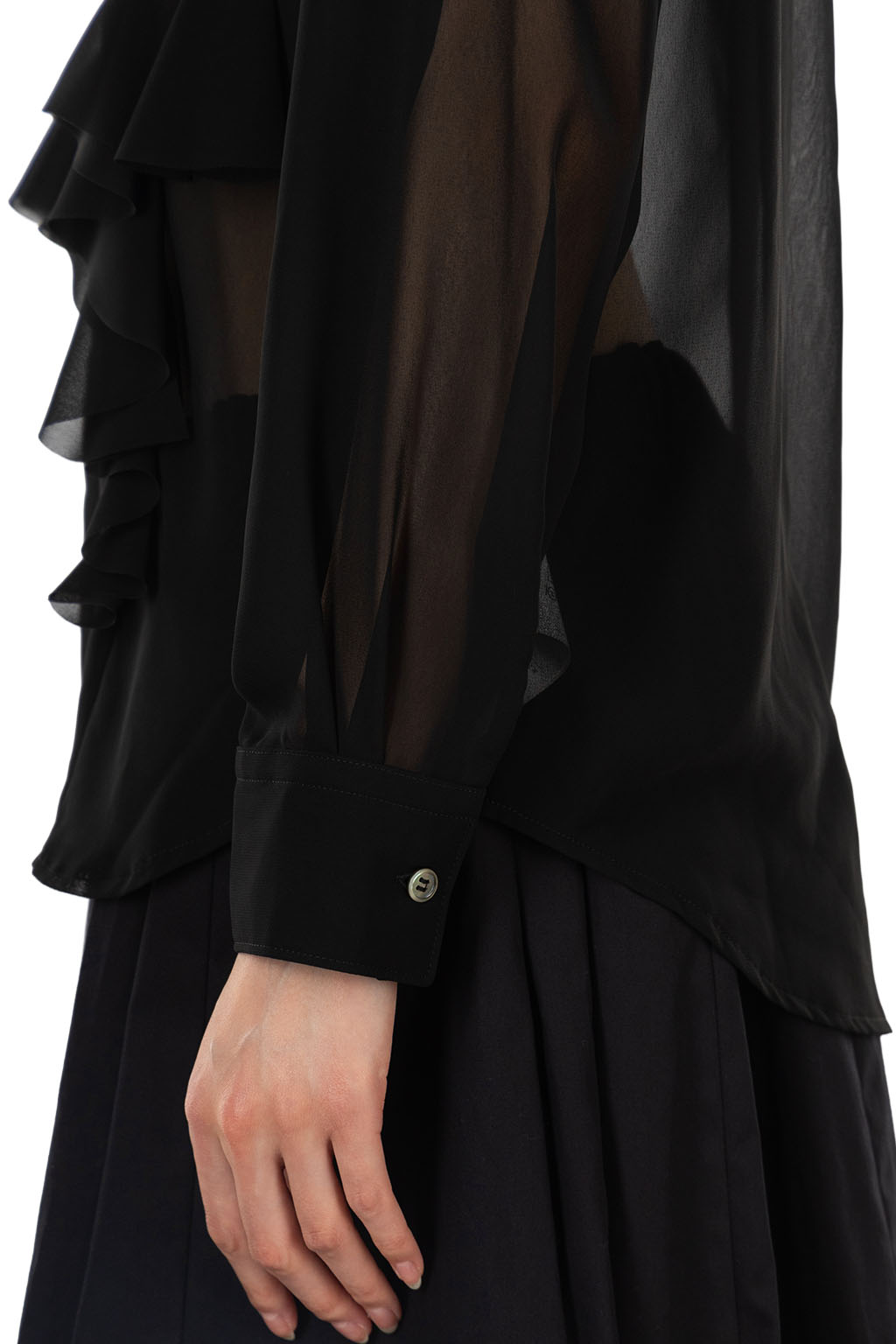 Comme Des Garcons Comme Des Garcons  - Round Collar Ruffle Blouse - Black