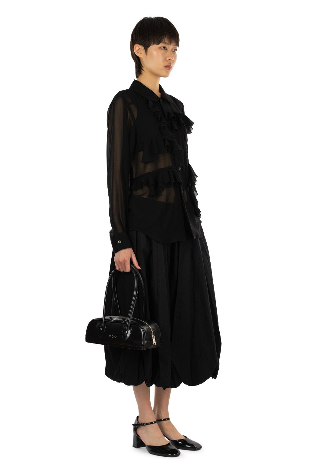 Comme Des Garcons Comme Des Garcons  - Round Collar Ruffle Blouse - Black