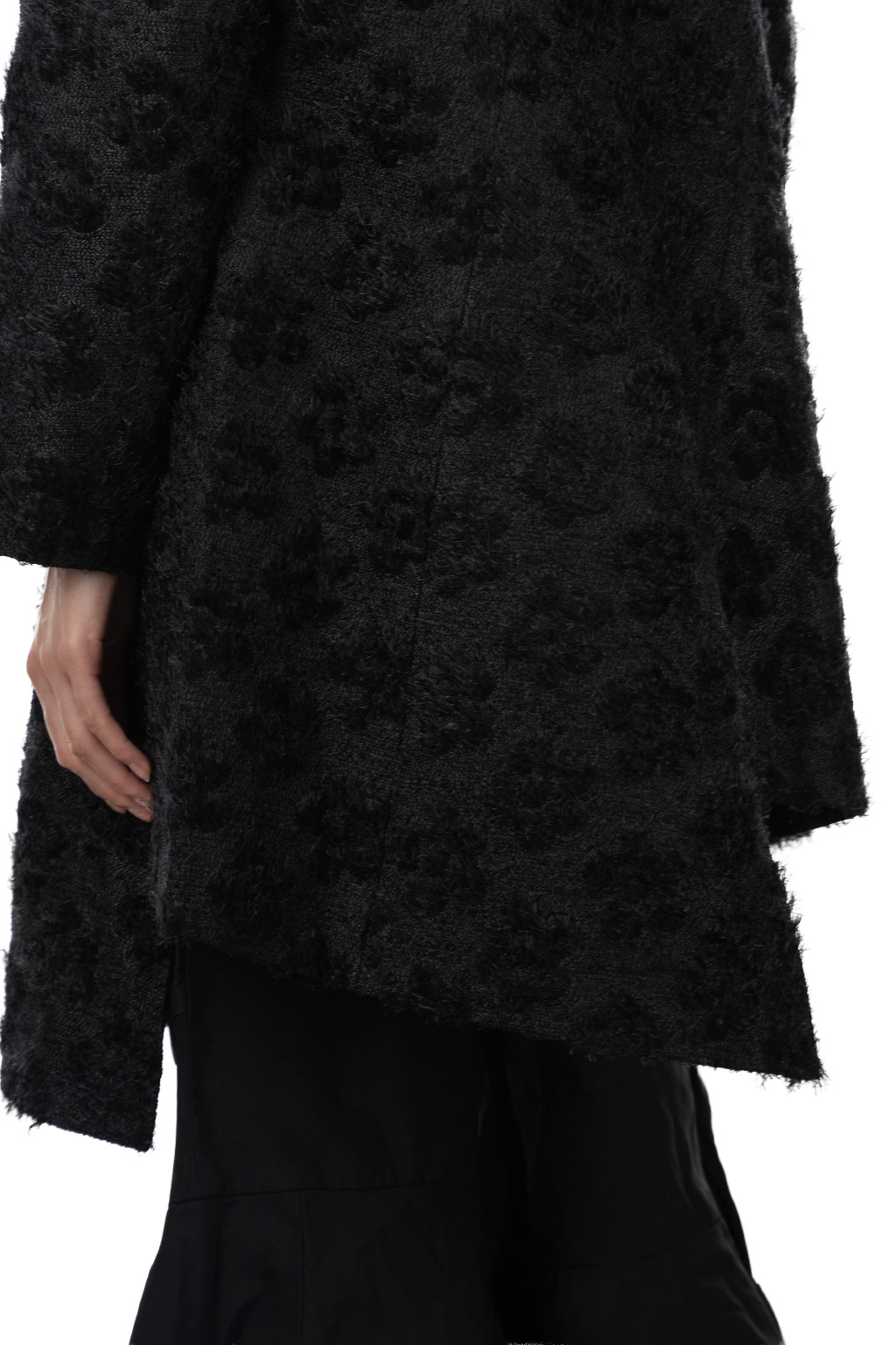 Comme Des Garcons Comme Des Garcons  - Textured Floral Jacquard Coat - Black