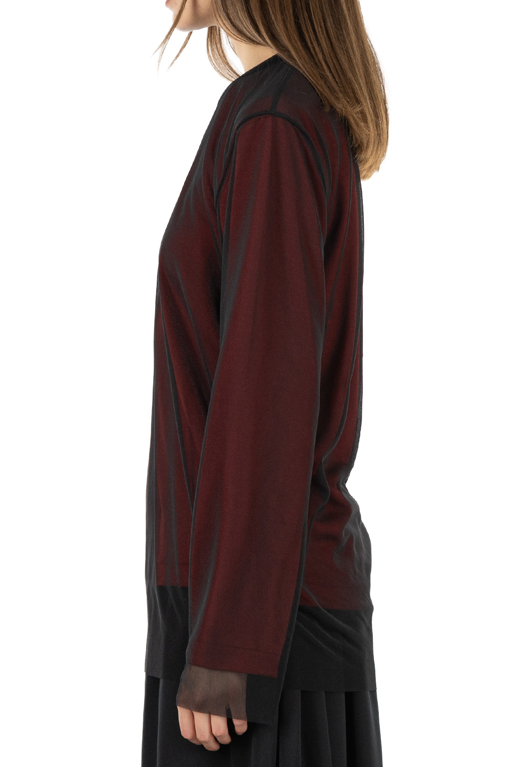 Comme Des Garcons Comme Des Garcons  - Worsted Wool Jersey Polyester Top - Red x Black