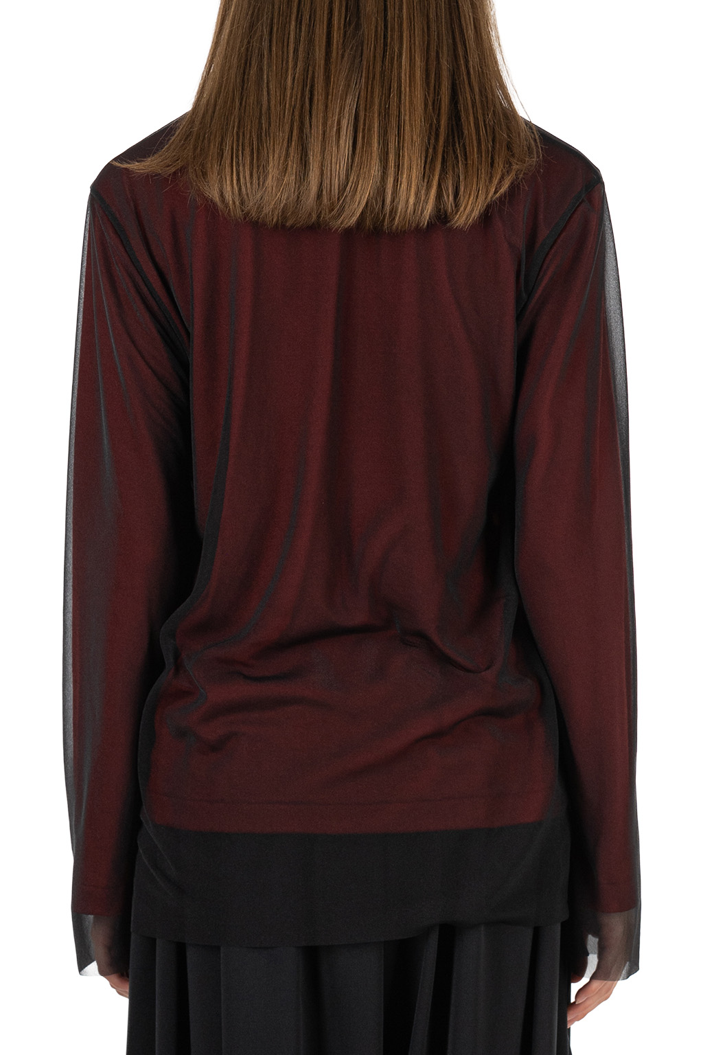 Comme Des Garcons Comme Des Garcons  - Worsted Wool Jersey Polyester Top - Red x Black