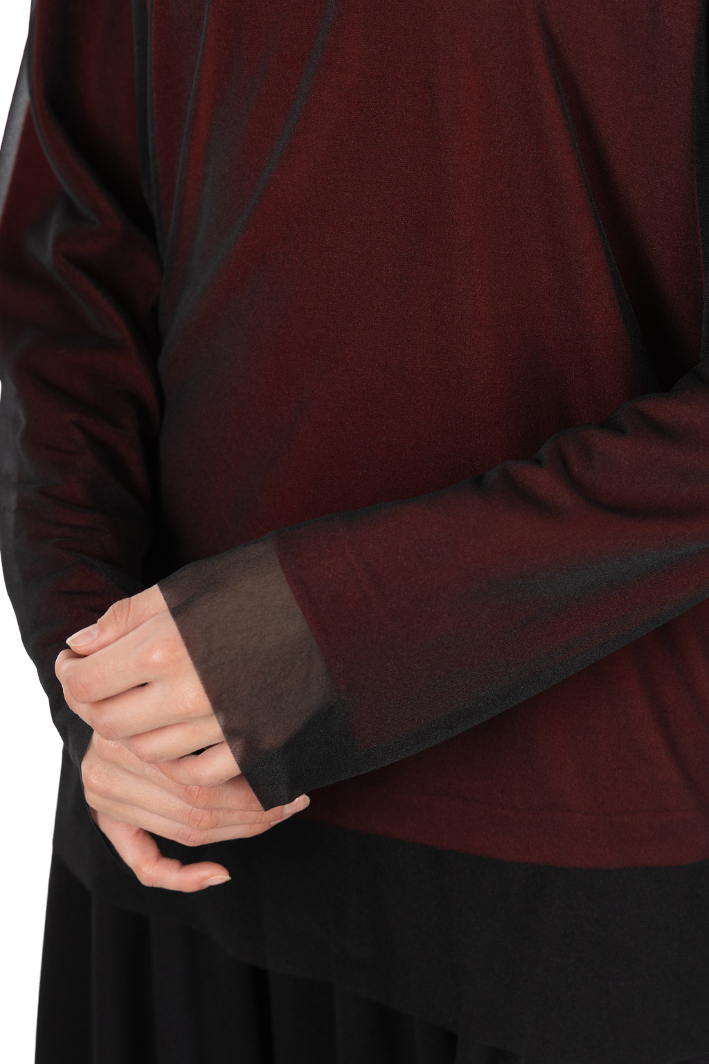 Comme Des Garcons Comme Des Garcons  - Worsted Wool Jersey Polyester Top - Red x Black
