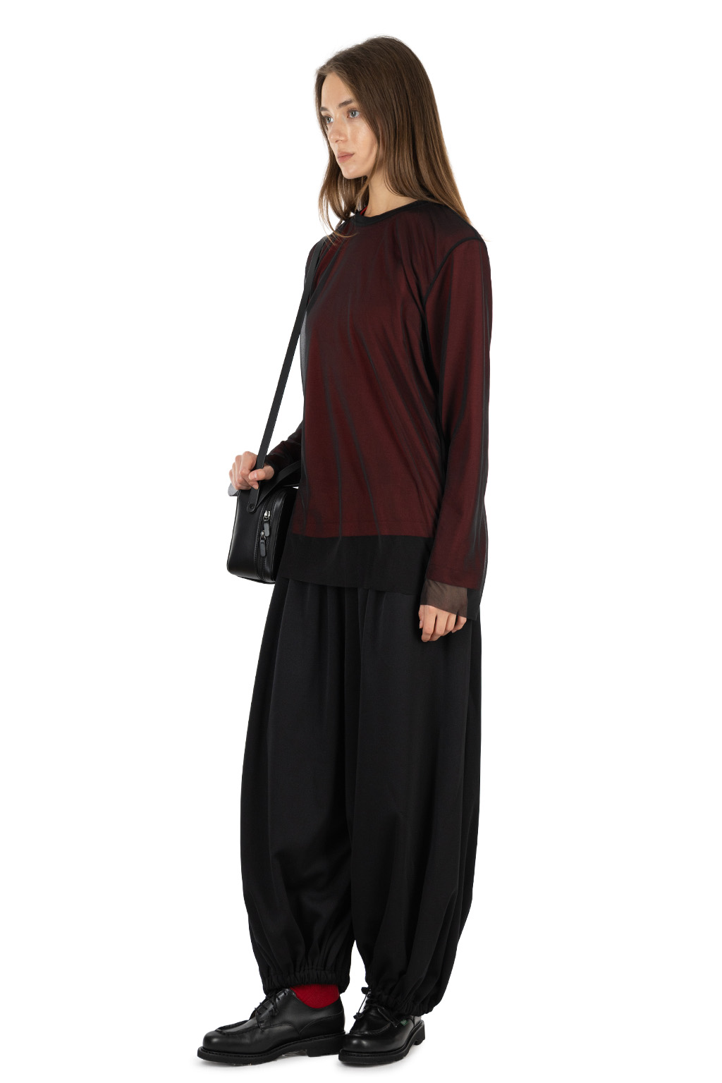 Comme Des Garcons Comme Des Garcons  - Worsted Wool Jersey Polyester Top - Red x Black