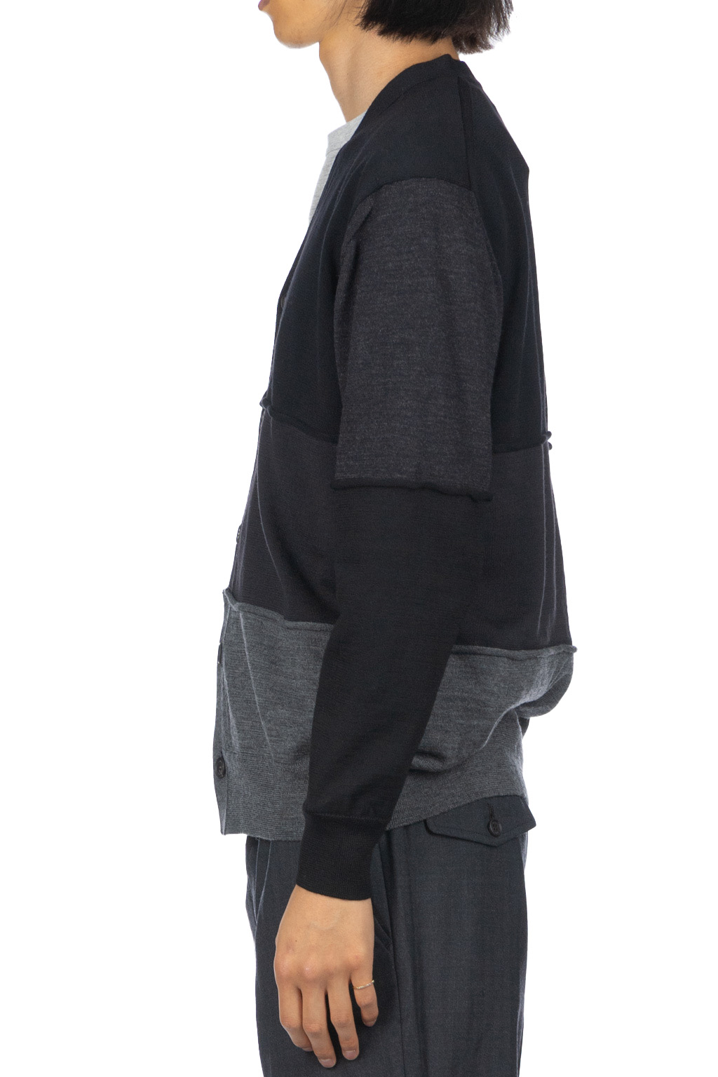 Comme des garcons Homme - Black x Grey Color Block Cardigan