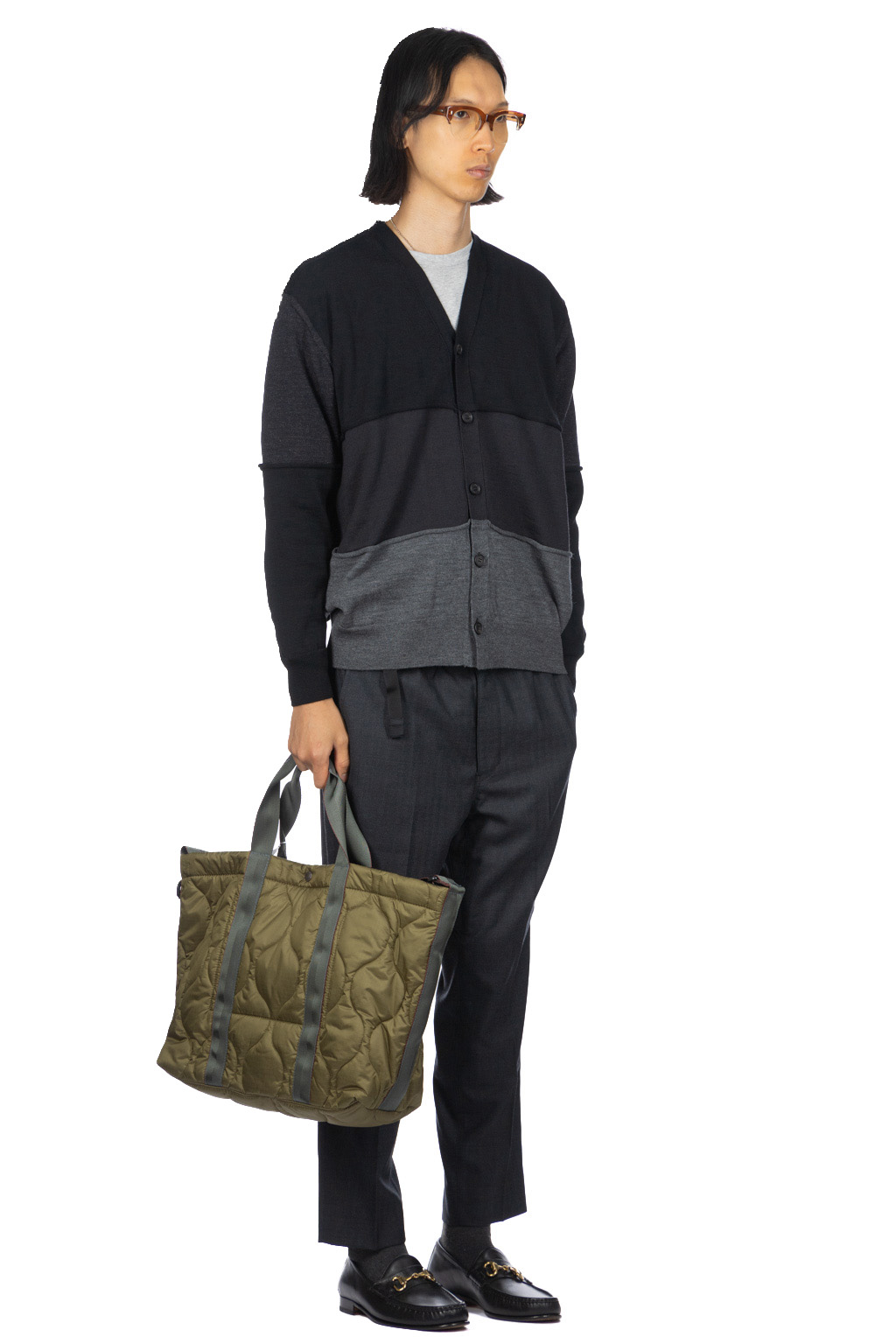 Comme des garcons Homme - Black x Grey Color Block Cardigan