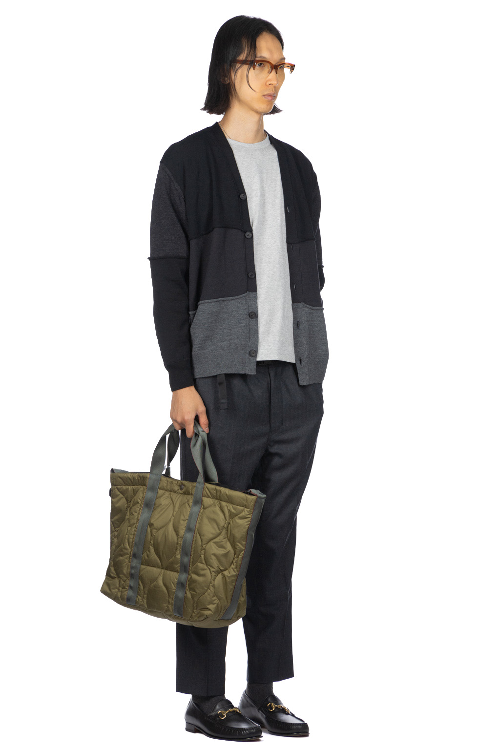 Comme des garcons Homme - Black x Grey Color Block Cardigan