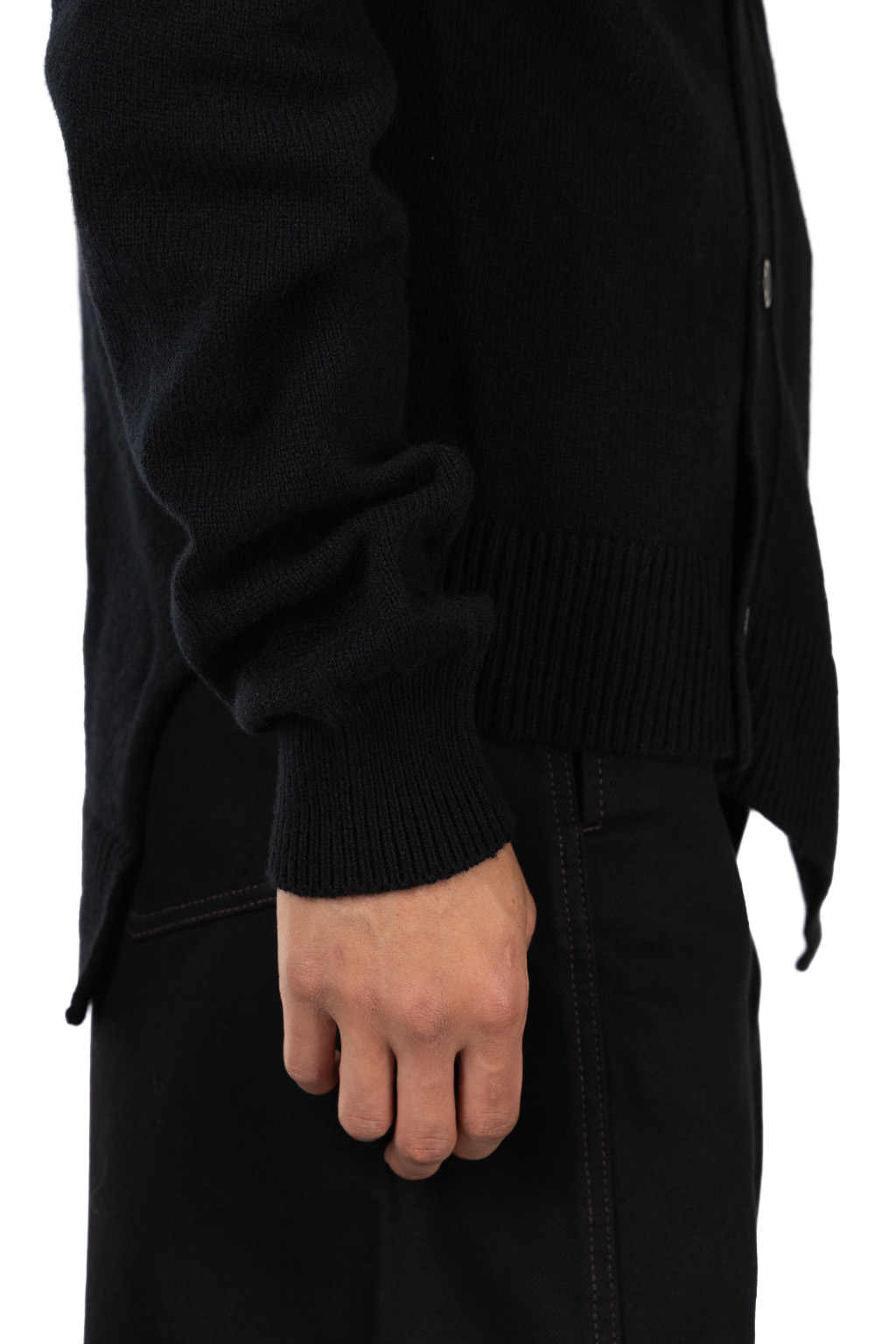 Comme Des Garcons Homme Deux - Asymmetical Wool Nylon Cardigan - Black