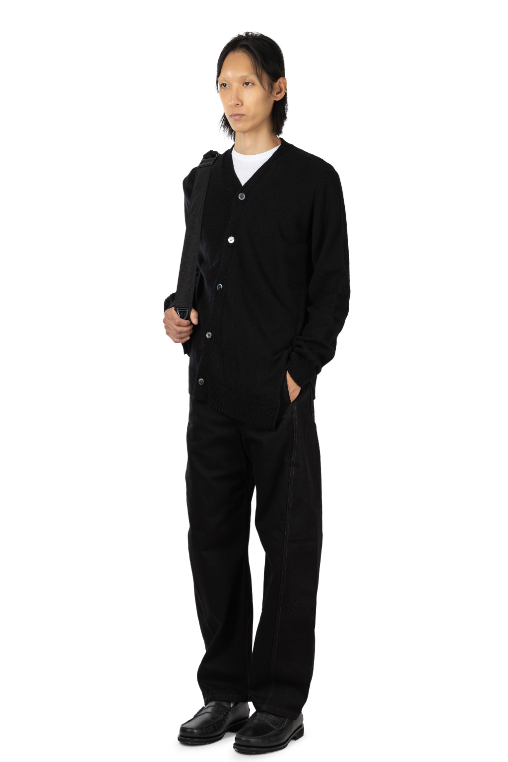 Comme Des Garcons Homme Deux - Asymmetical Wool Nylon Cardigan - Black