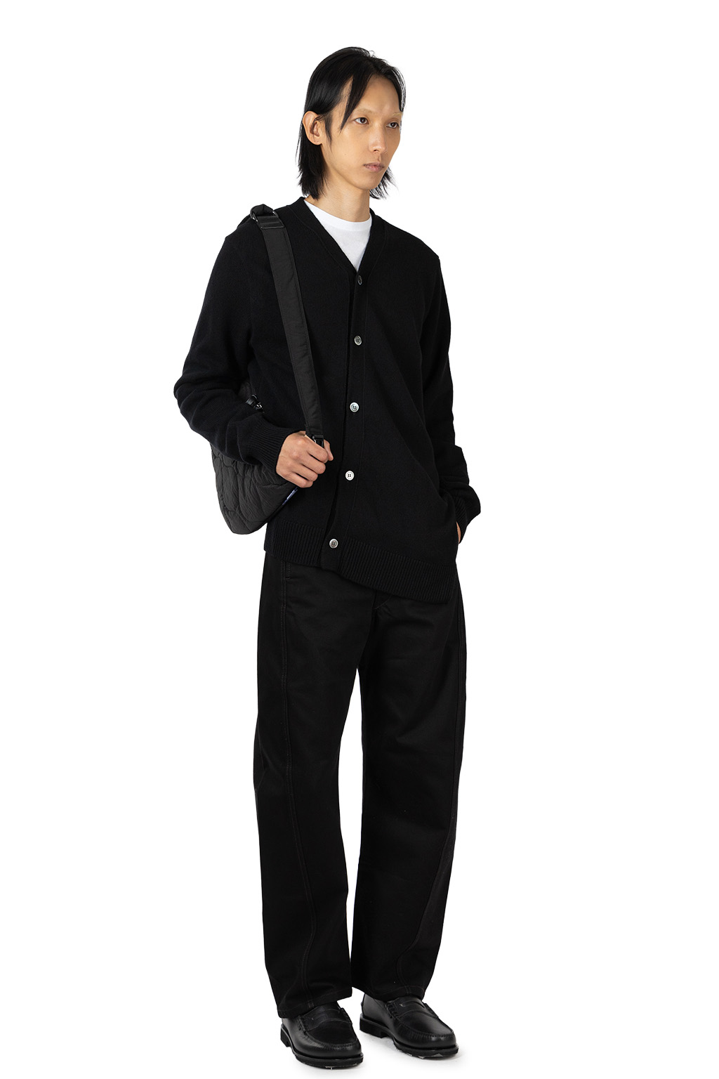 Comme Des Garcons Homme Deux - Asymmetical Wool Nylon Cardigan - Black