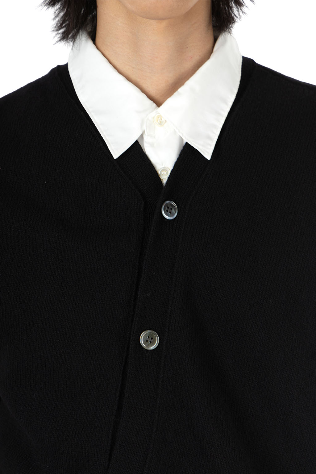 Comme Des Garcons Homme Deux - Asymmetical Wool Nylon Sleeveless Cardigan - Black