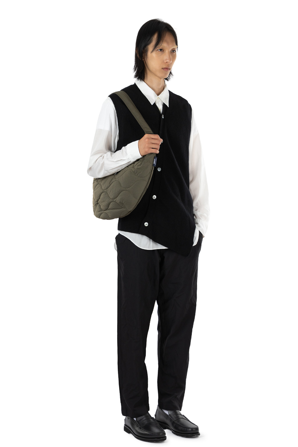 Comme Des Garcons Homme Deux - Asymmetical Wool Nylon Sleeveless Cardigan - Black