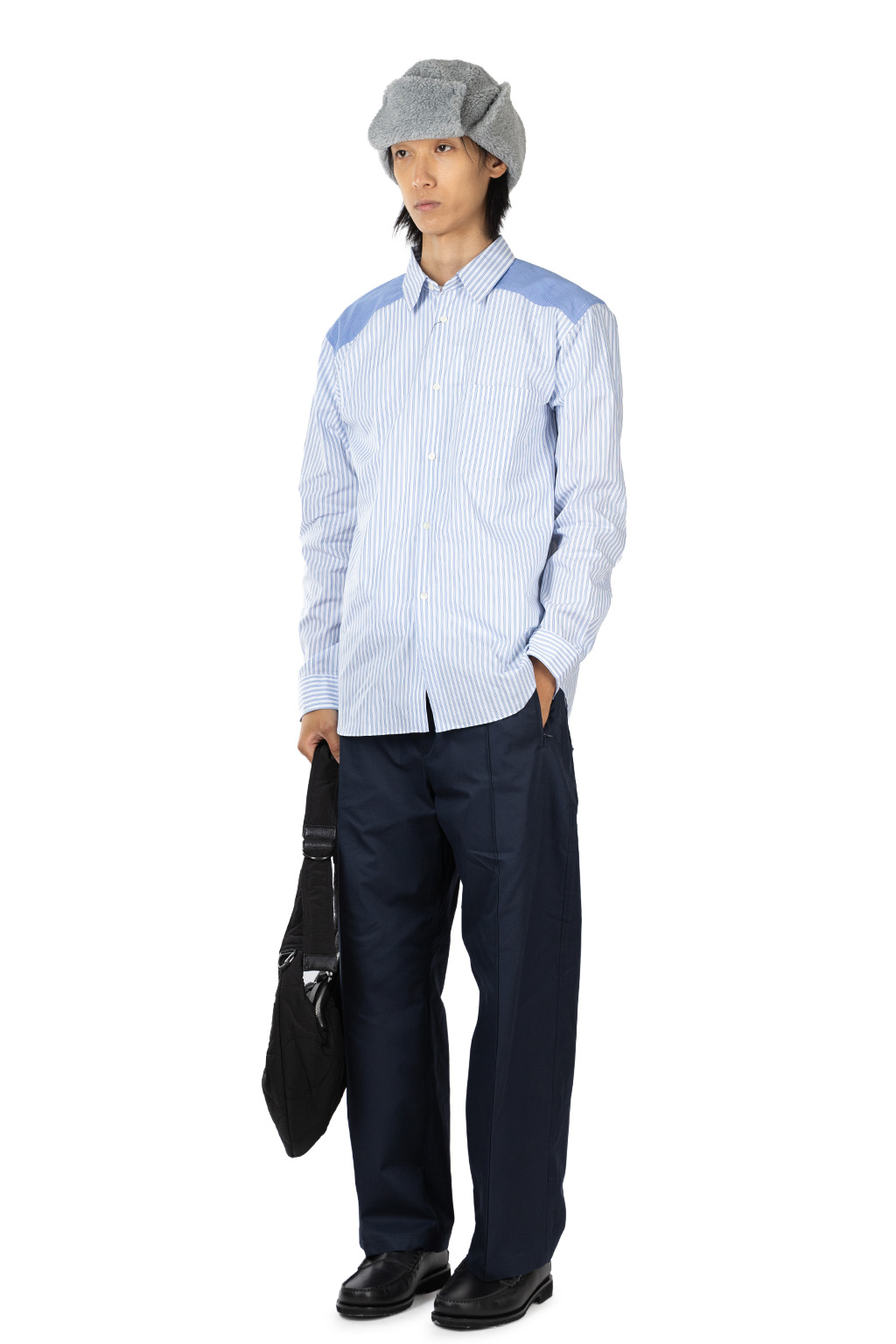 Comme Des Garcons Homme Deux - Patchwork Shirt - White Sax and Blue White