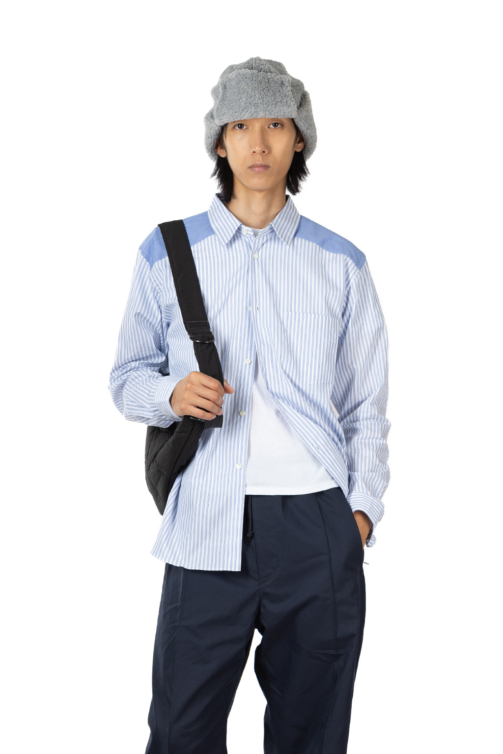 Comme Des Garcons Homme Deux - Patchwork Shirt - White Sax and Blue White