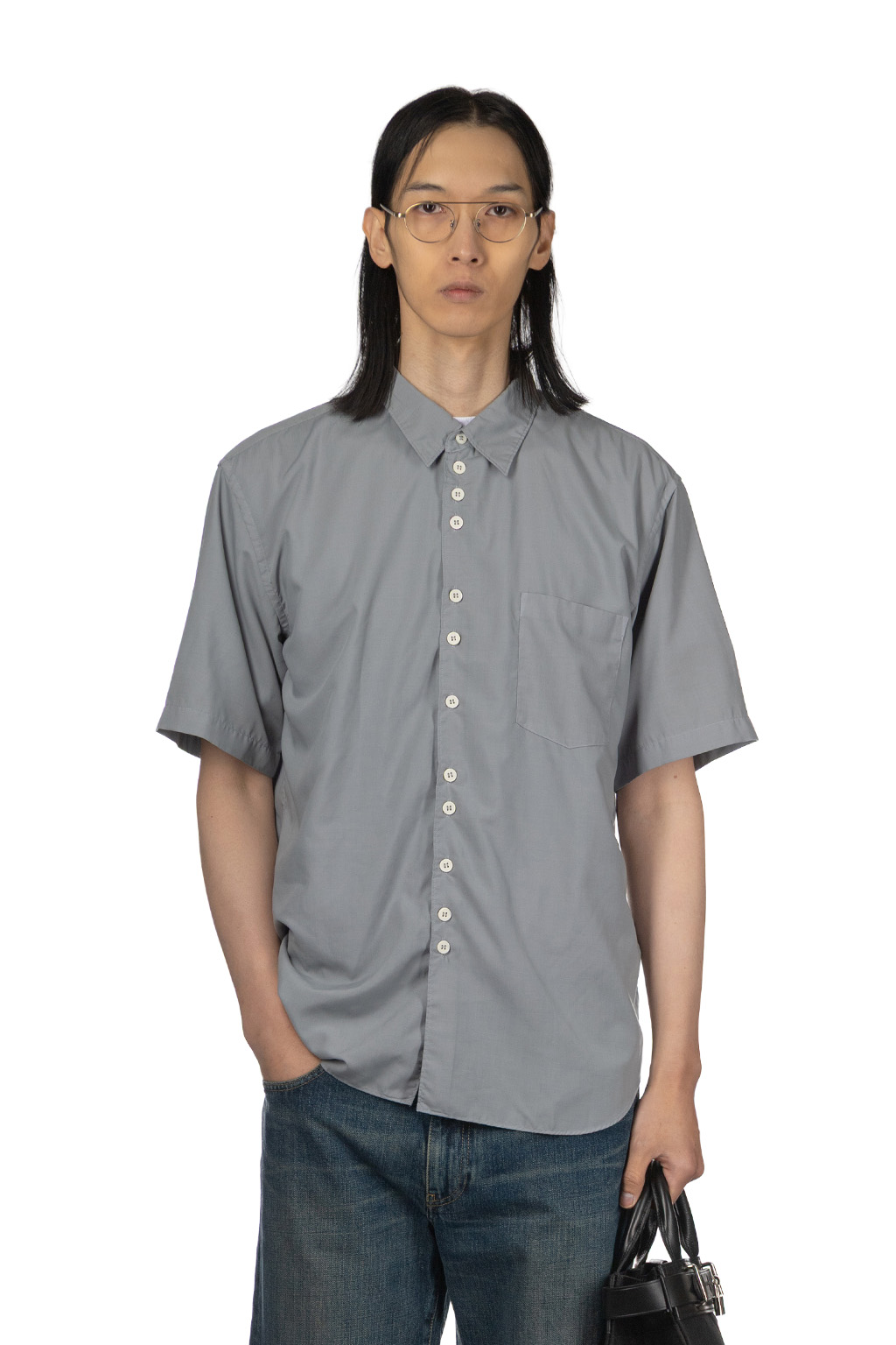 Comme Des Garcons Homme Deux - Short Sleeve Button-Up Shirt - Light Grey