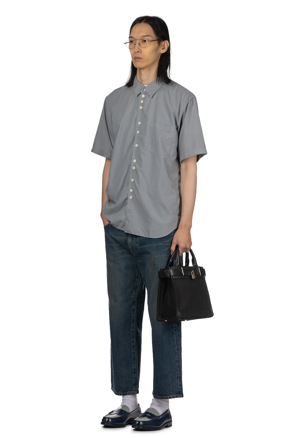 Comme Des Garcons Homme Deux - Short Sleeve Button-Up Shirt - Light Grey