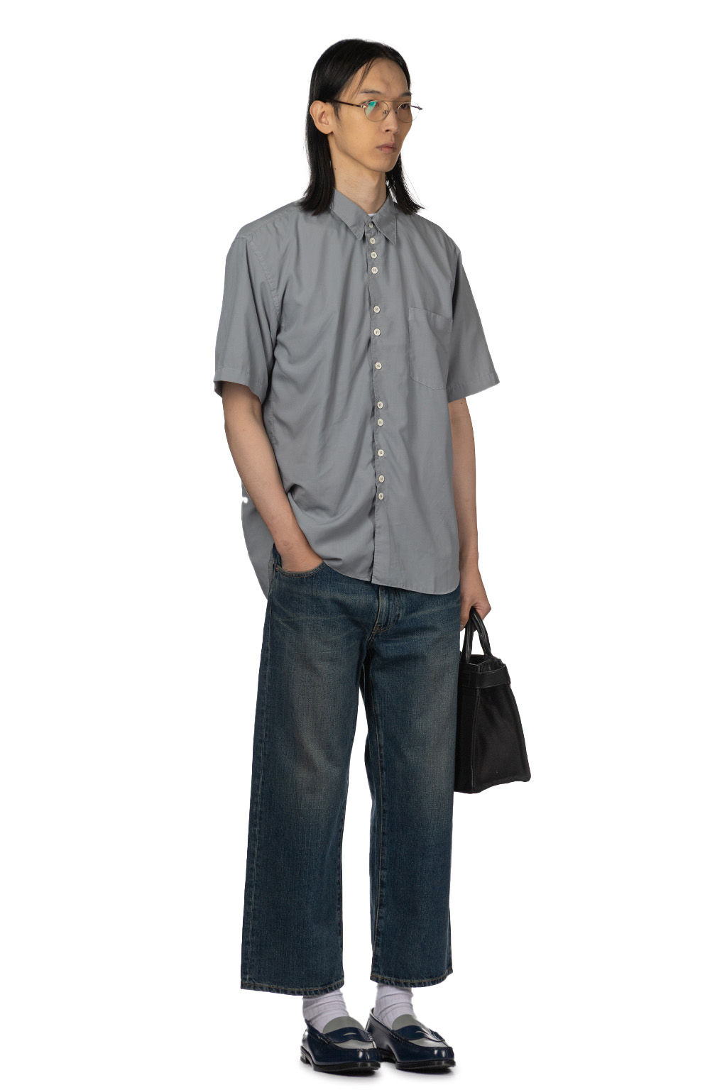 Comme Des Garcons Homme Deux - Short Sleeve Button-Up Shirt - Light Grey