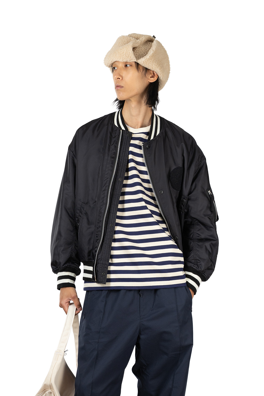 Comme Des Garcons Homme - Nylon Twill Varsity Jacket - Black