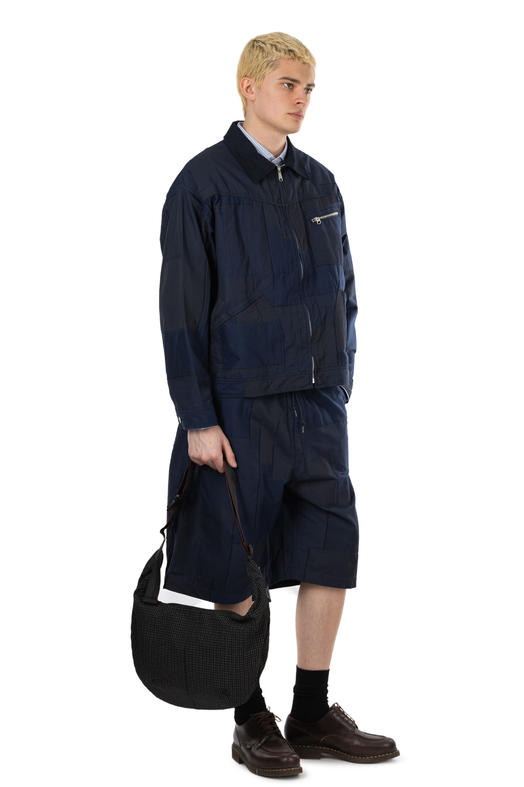 Comme Des Garcons Homme - Patchwork Zipper Jacquard Jacket - Navy