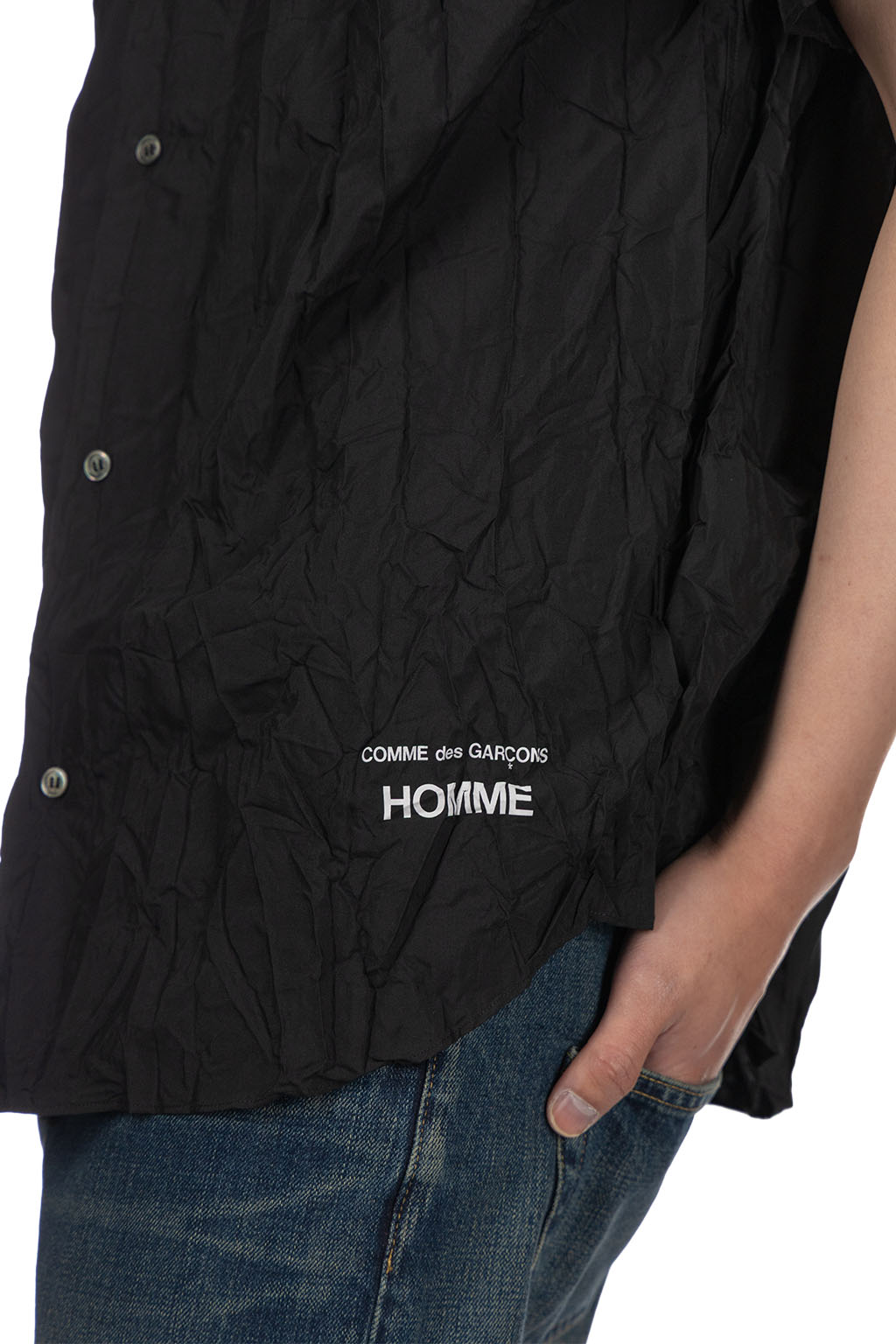 Comme Des Garcons Homme - Mens Short Sleeve Logo Shirt - Black