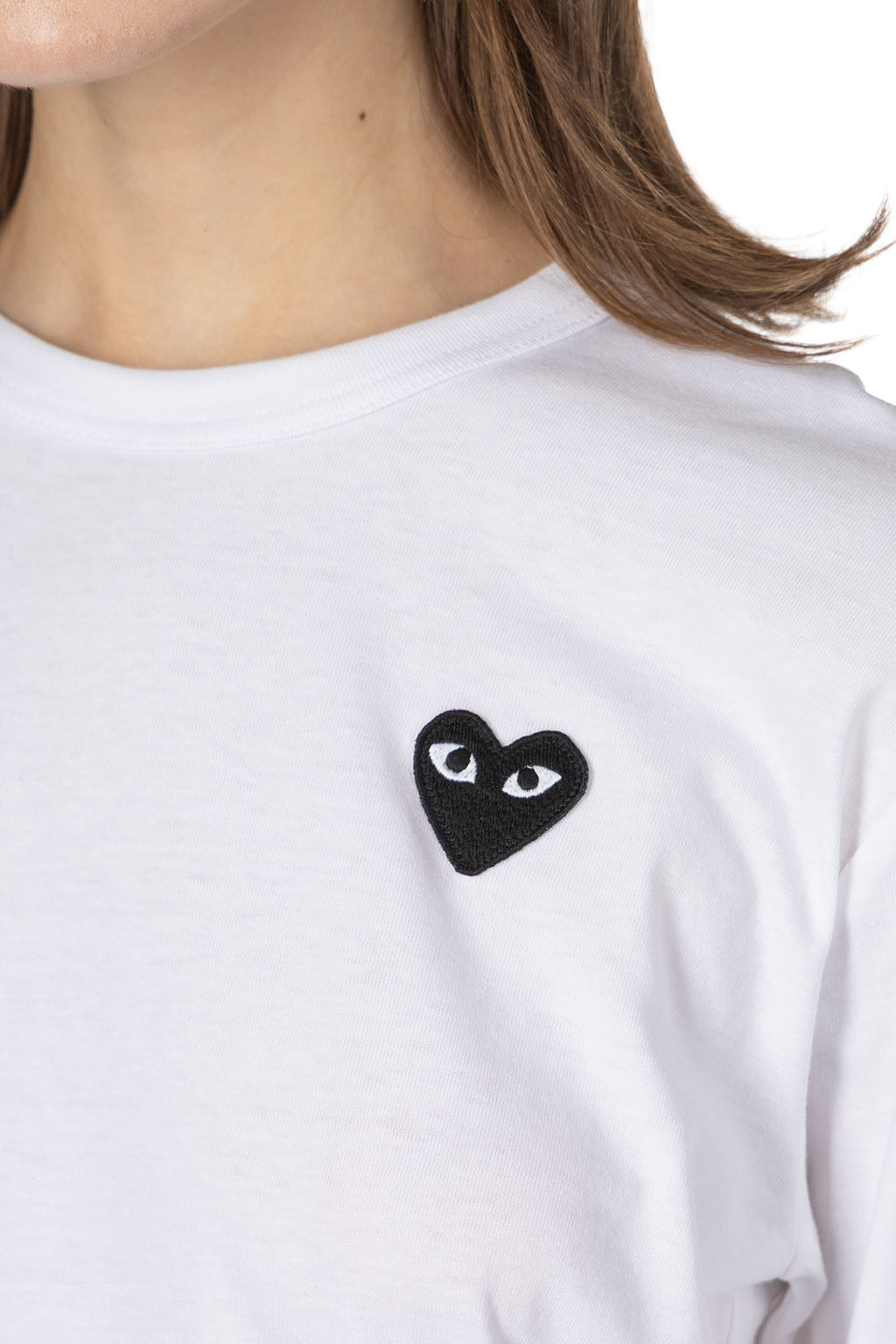 Comme Des Garcons Play Unisex Black Heart LS T-Shirt - White