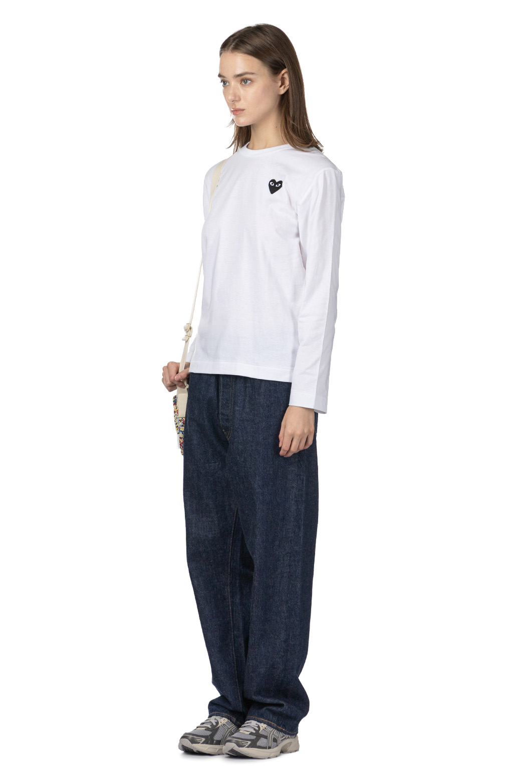 Comme Des Garcons Play Unisex Black Heart LS T-Shirt - White