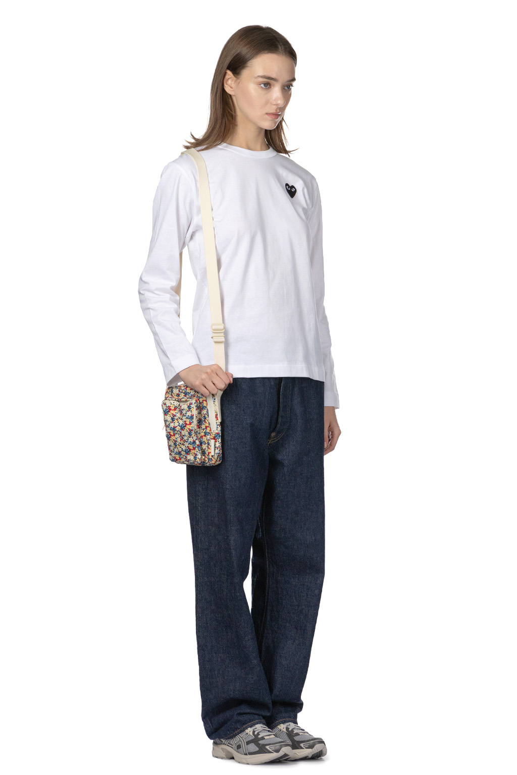 Comme Des Garcons Play Unisex Black Heart LS T-Shirt - White
