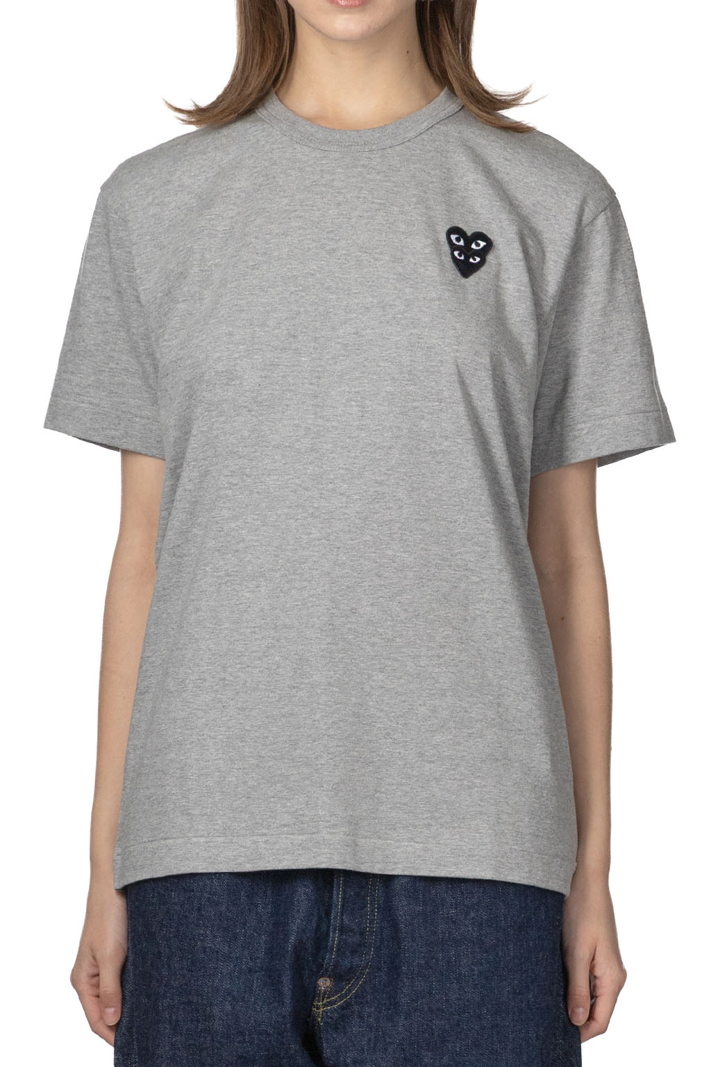 Comme Des Garcons Play Unisex Double Black Heart T-Shirt - Grey