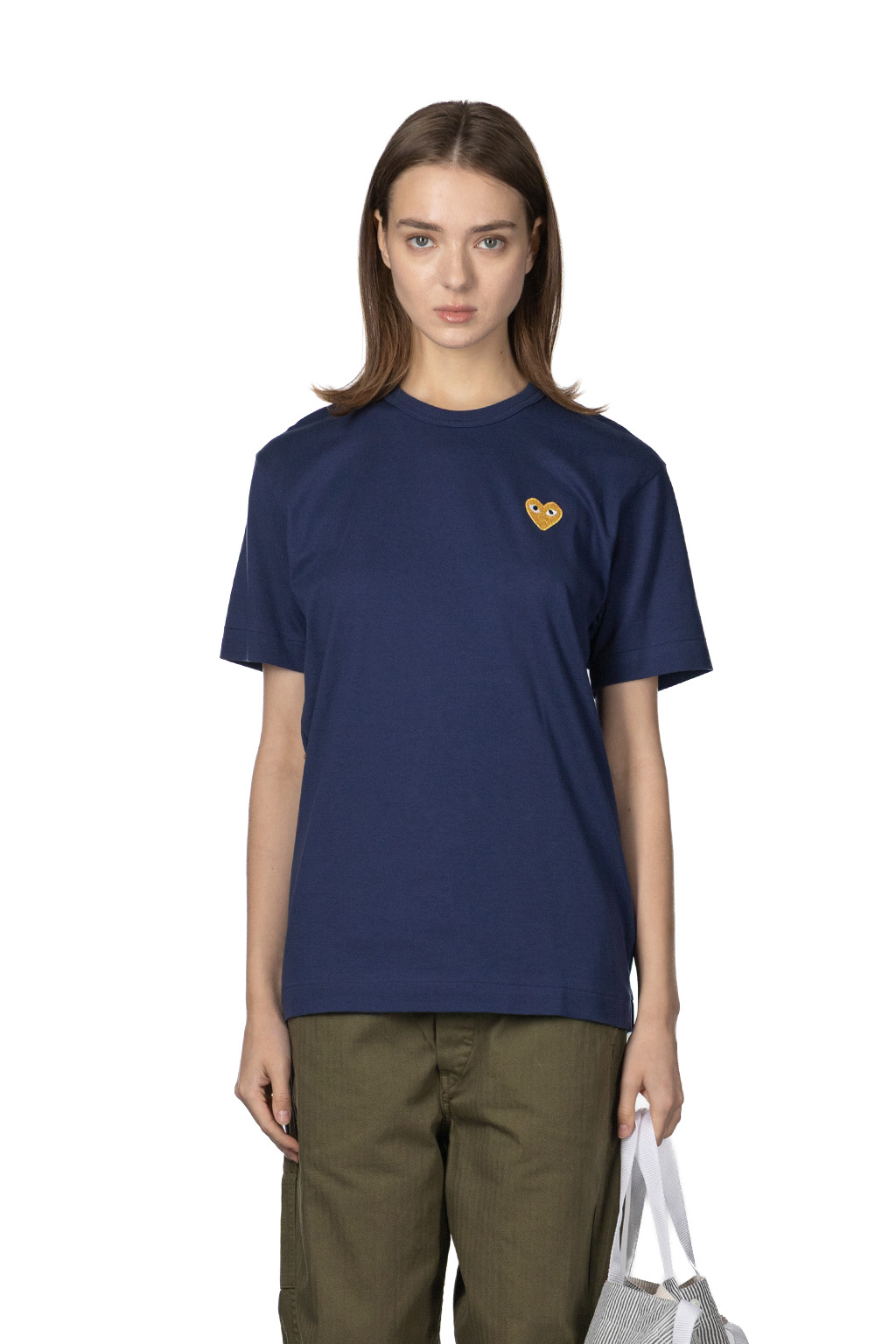 Comme Des Garcons Play UNISEX Gold Heart T-Shirt - Navy