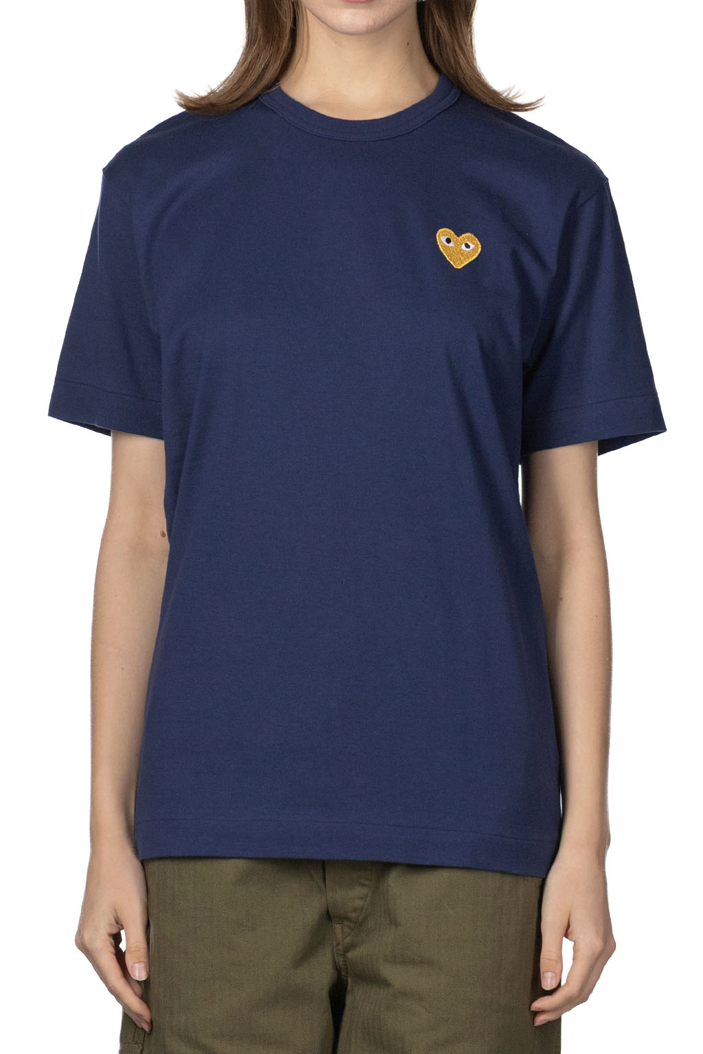 Comme Des Garcons Play UNISEX Gold Heart T-Shirt - Navy