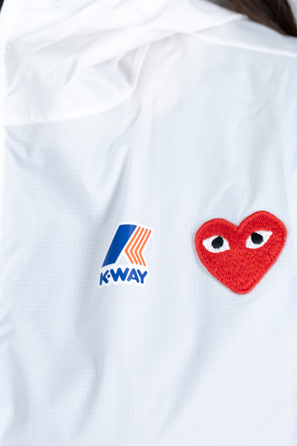 Comme Des Garcons Play K-WAY Hoodie Full Zip  - White