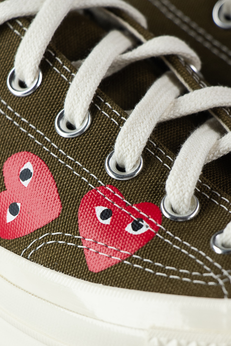 Comme Des Garcons Play Khaki Converse - Multiple Hearts Chuck 70 Low Sneakers