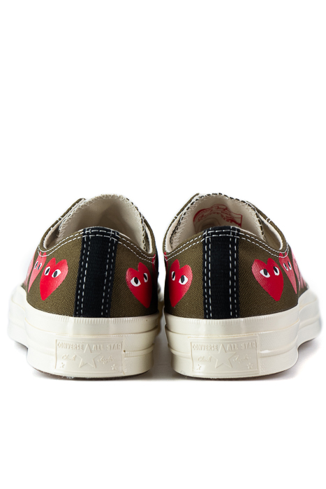 Comme Des Garcons Play Khaki Converse - Multiple Hearts Chuck 70 Low Sneakers