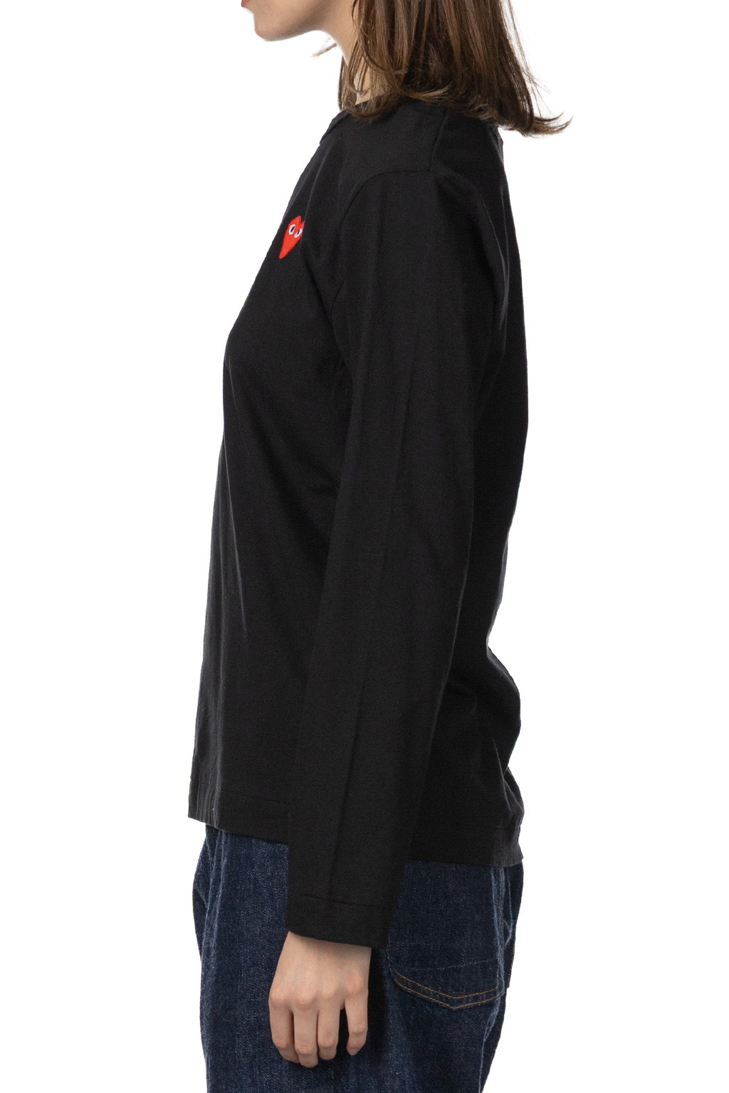 Comme Des Garcons Play Unisex Red Heart Long Sleeve T-Shirt - Black