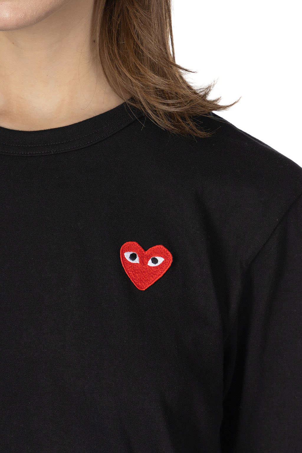 Comme Des Garcons Play Unisex Red Heart Long Sleeve T-Shirt - Black
