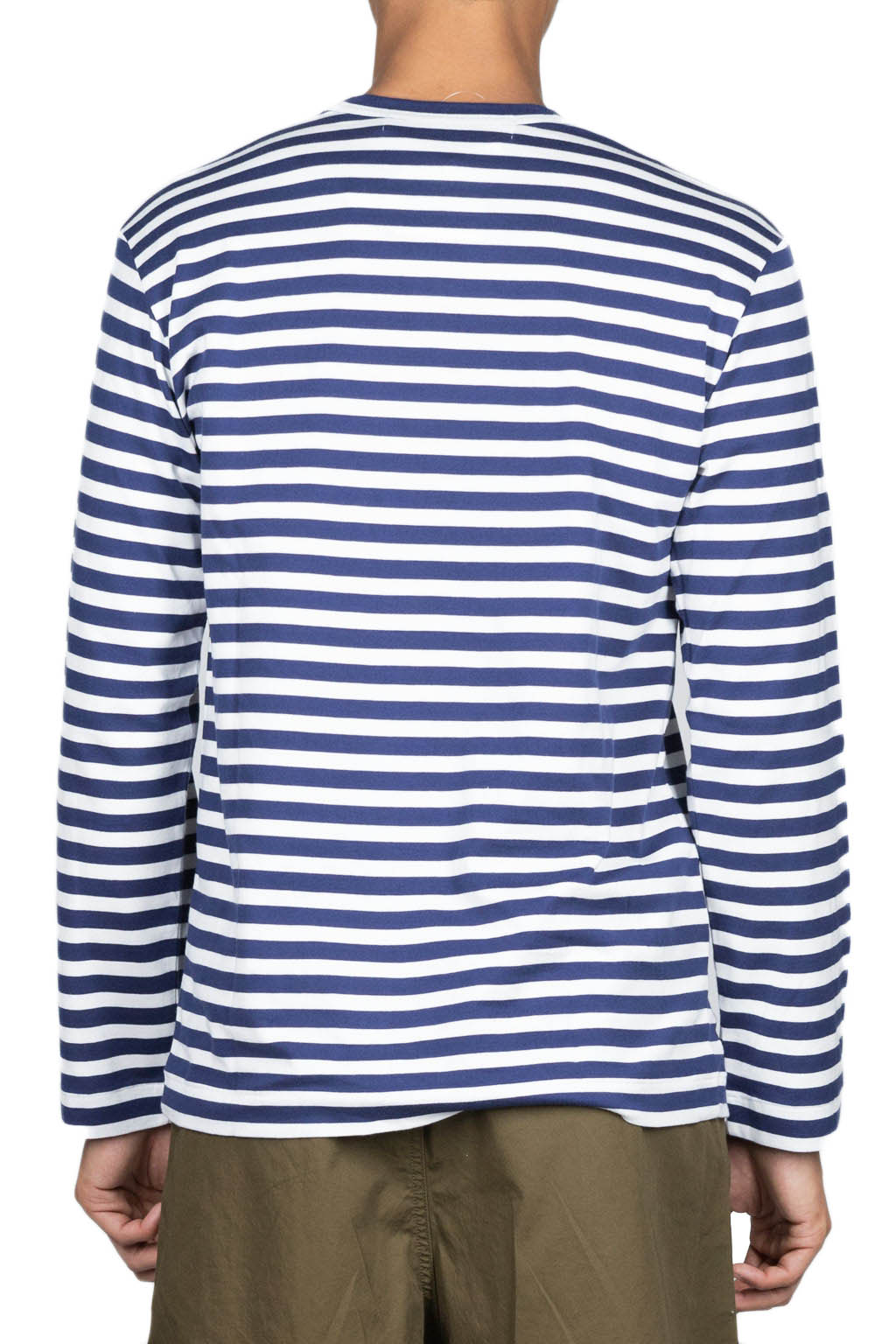 Comme Des Garcons Play Red Heart Striped LS T-Shirt - Navy x White