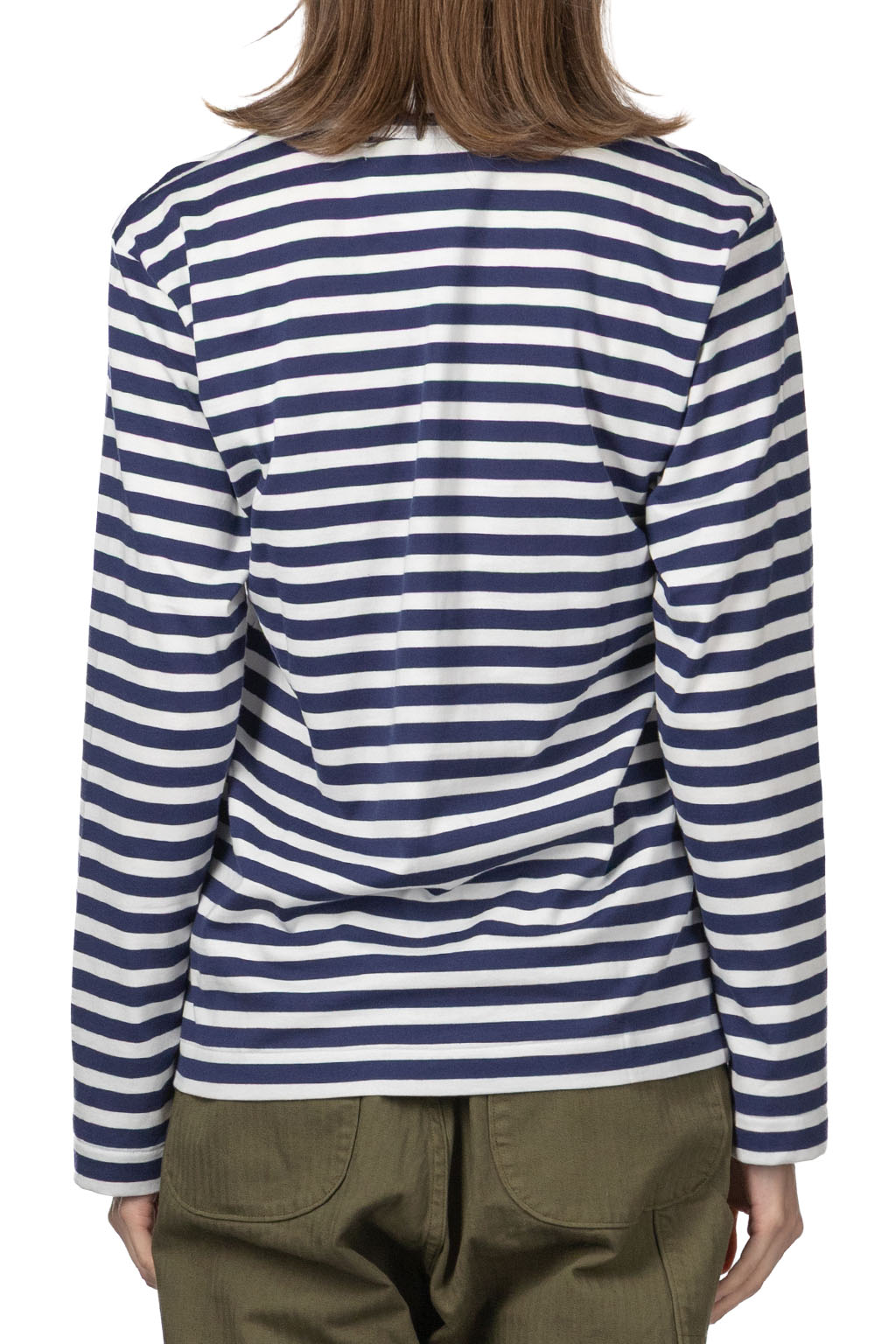 Comme Des Garcons Play - Red Heart T-Shirt Stripe Emblem x Metalstone - Navy White