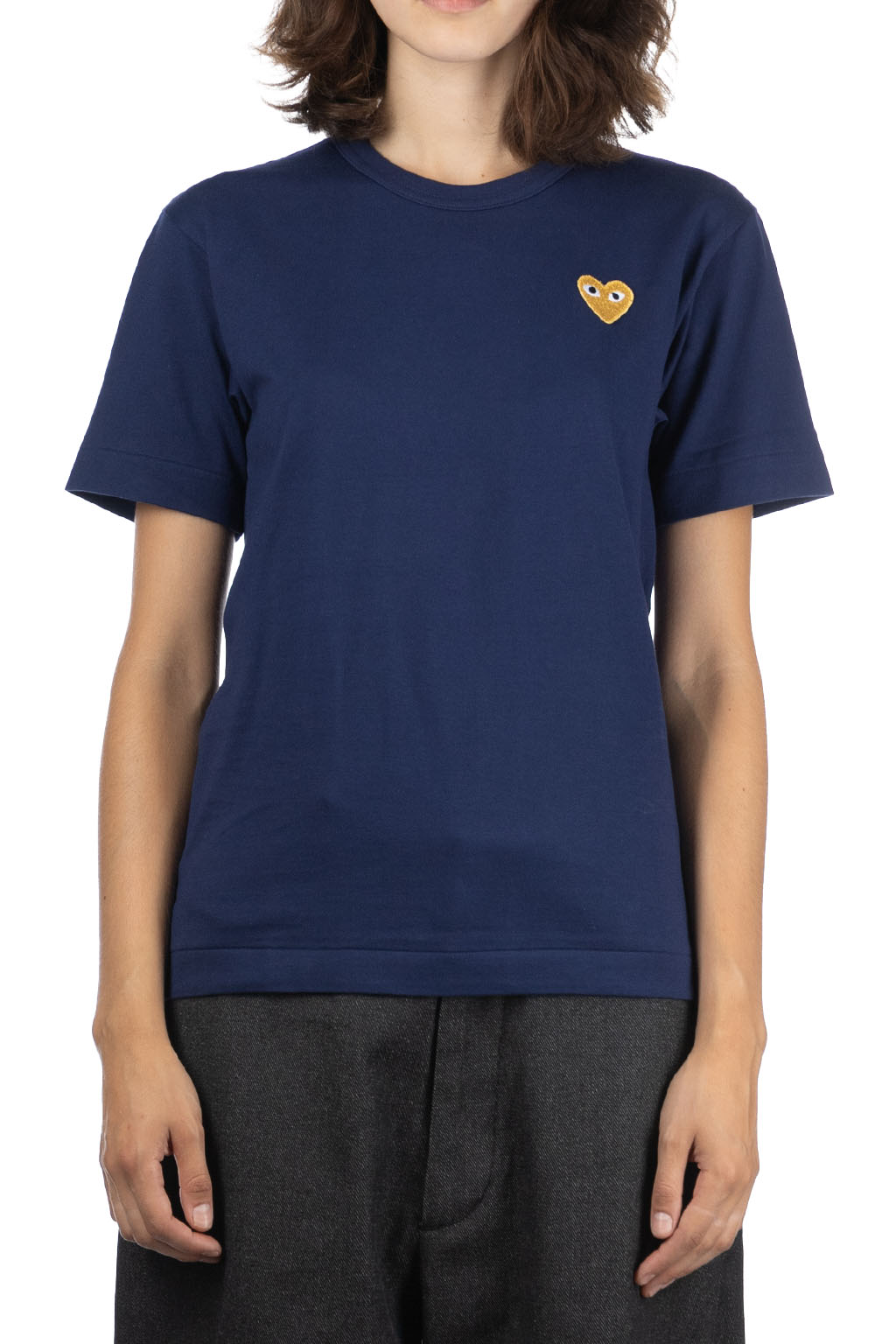 Comme Des Garcons Play - Unisex Gold Heart T-Shirt - Navy
