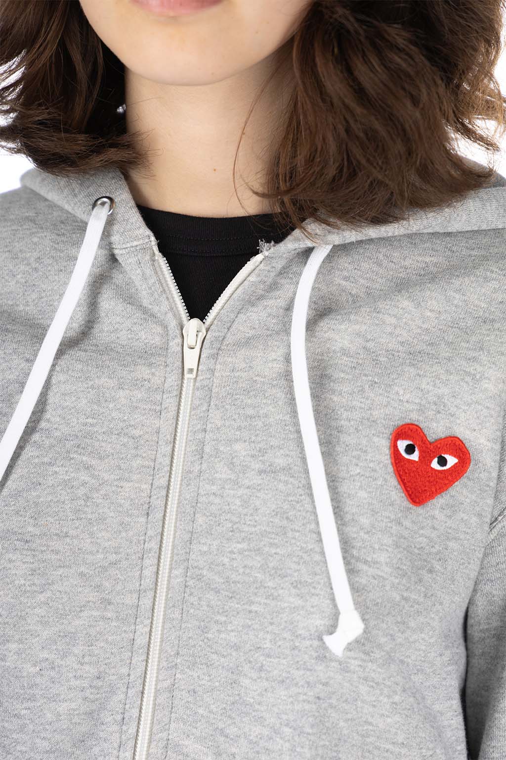 Comme Des Garcons Play | Unisex Red Heart Full Zip Hoodie