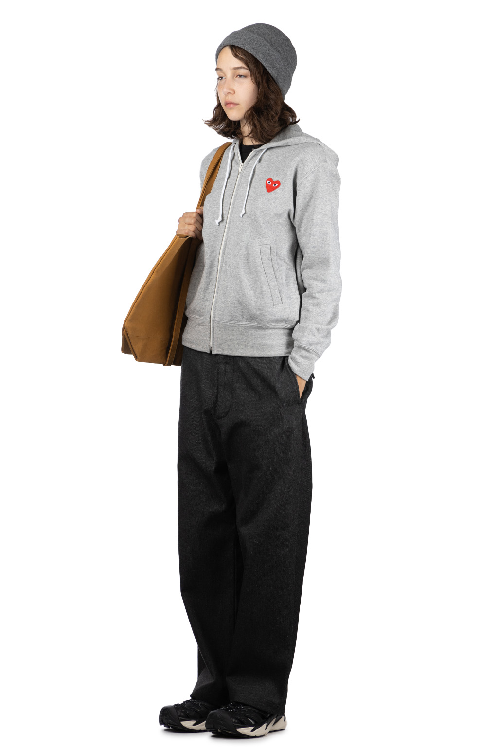 Comme Des Garcons Play | Unisex Red Heart Full Zip Hoodie