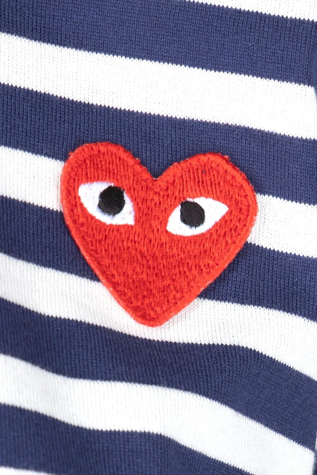 Comme Des Garcons Play - Unisex Red Heart Striped LS T-Shirt - Navy x White