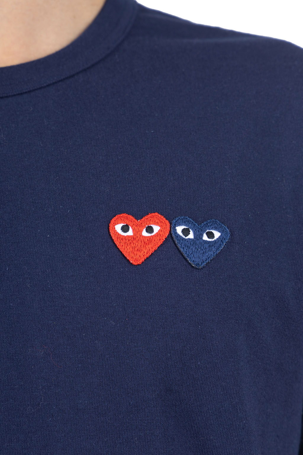 Comme Des Garcons Play - Men's Double Heart T-Shirt - Navy