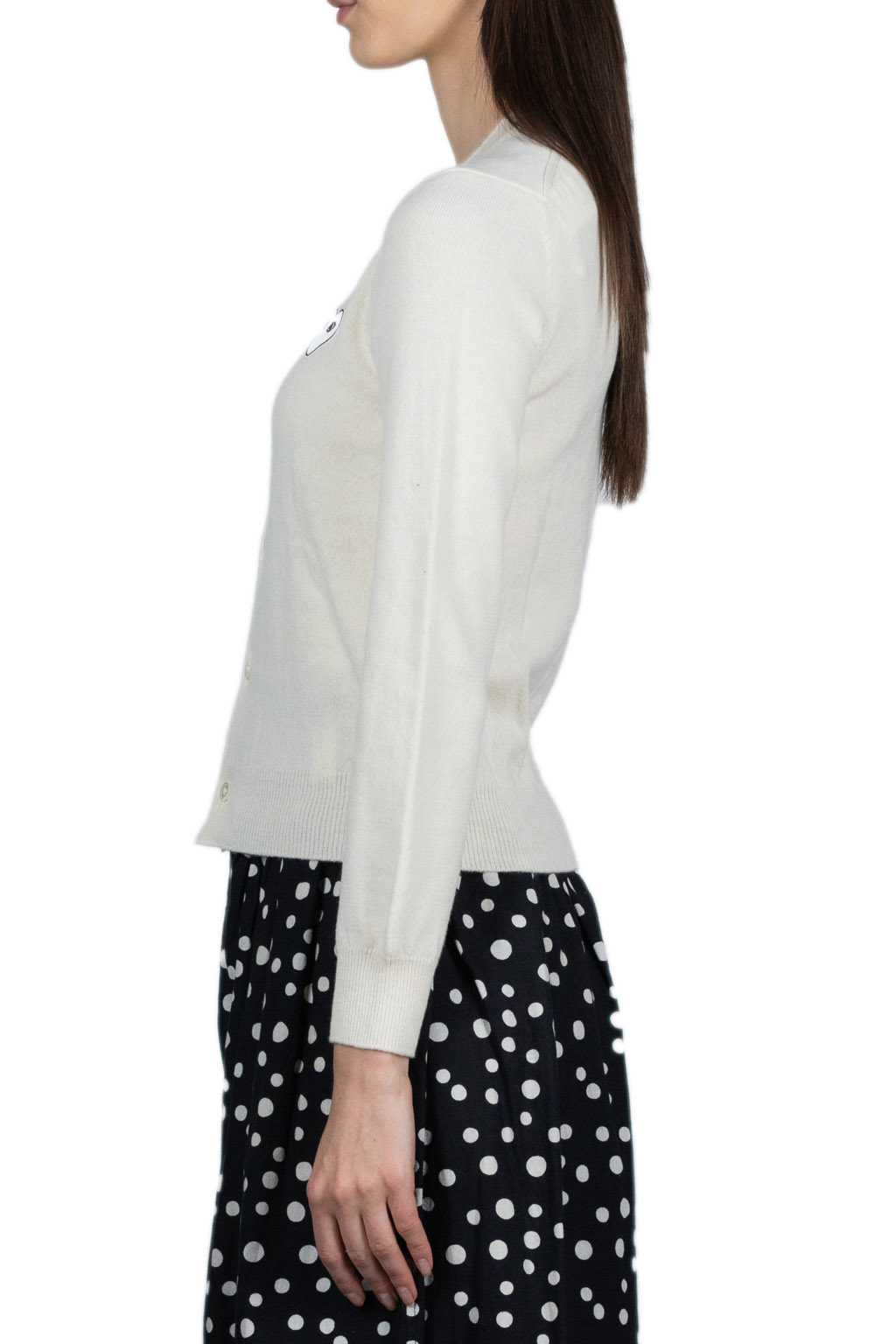 Comme Des Garcons Play White Heart Cardigan - Ivory